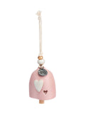 Widdop pink mini hanging bell with heart detailing - British product