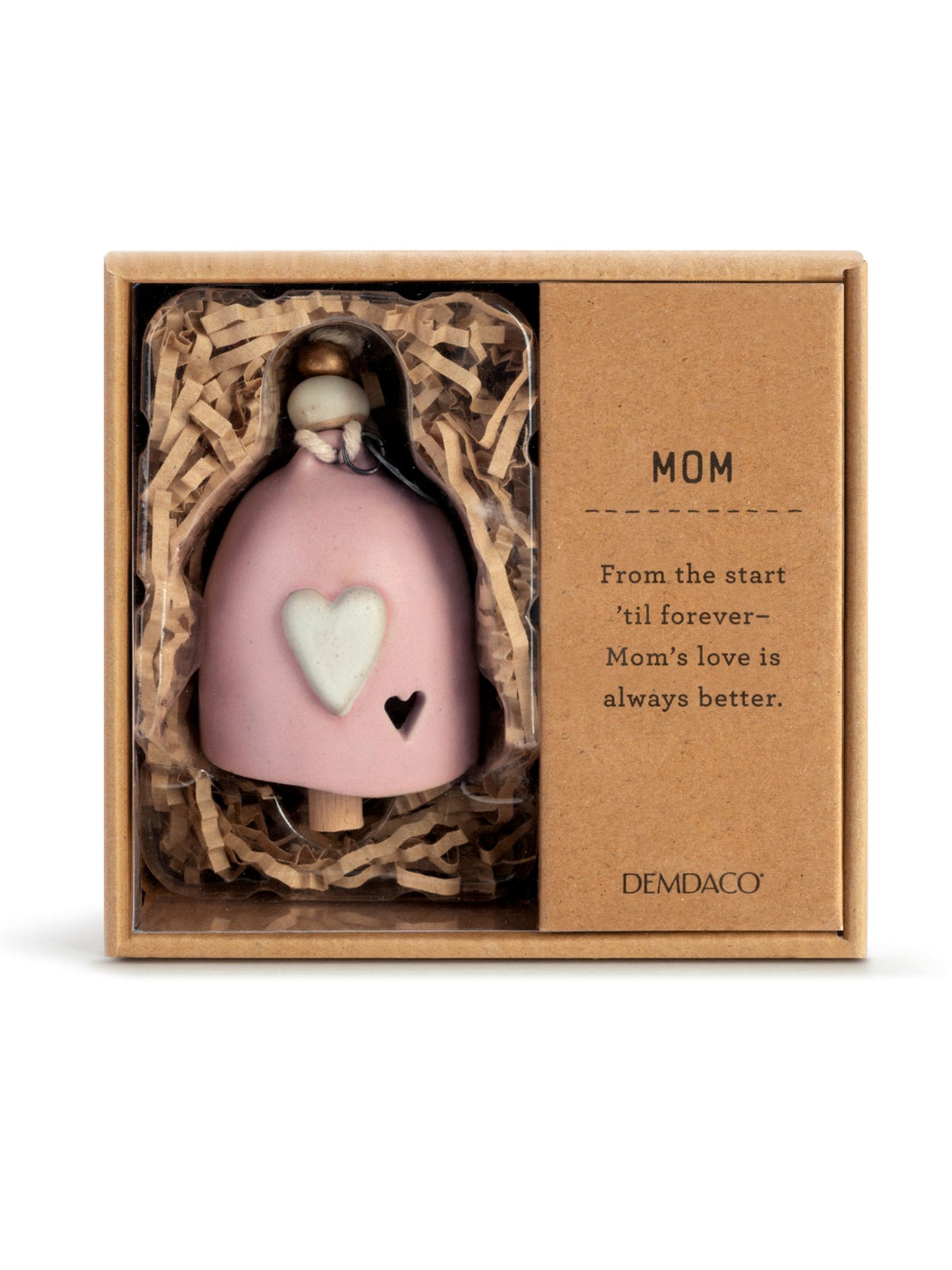 Widdop pink mini hanging bell with heart detailing - British product