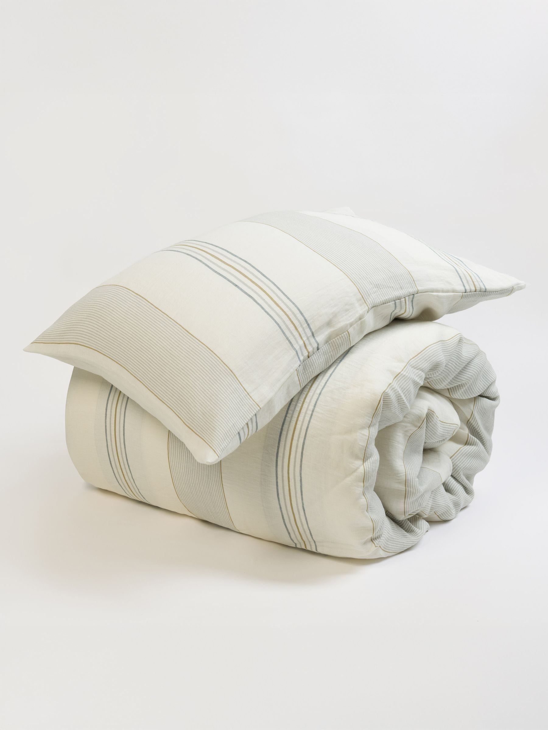Secret Linen Store cream blue stripe pillowcase, imported from the UK