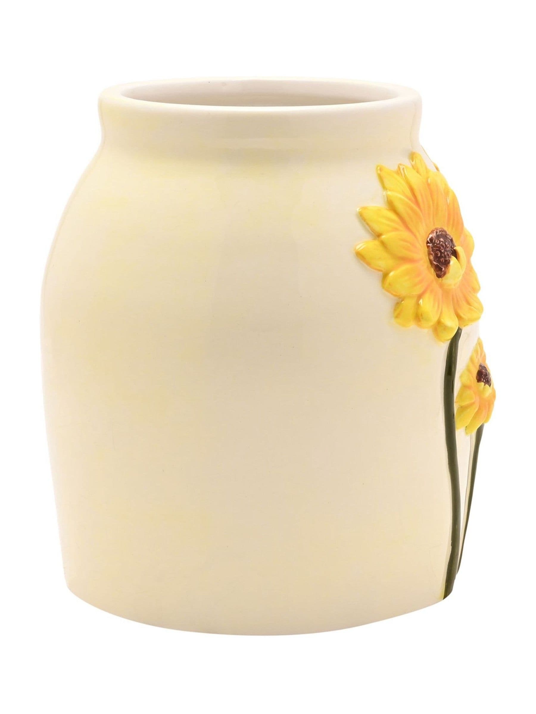 Widdop handpainted sunflower vase white 16cm (British brand)