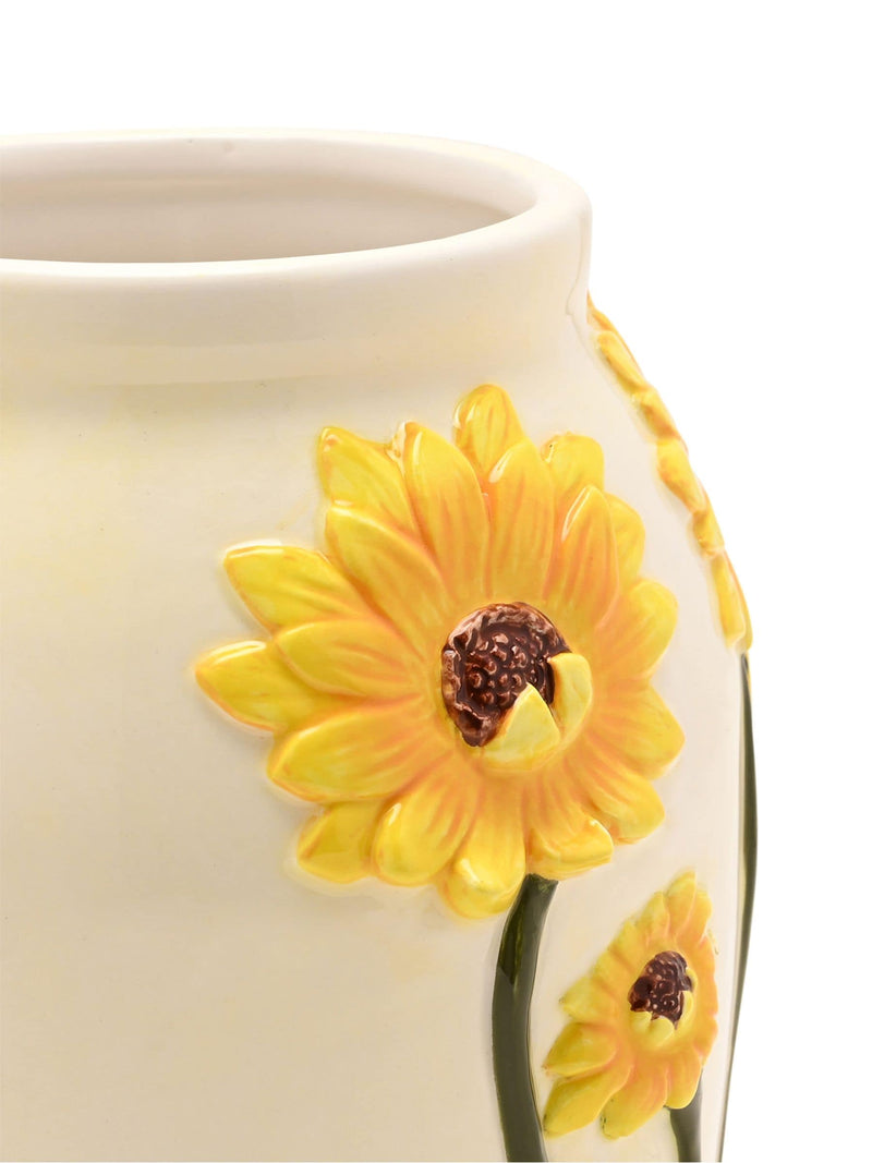 Widdop handpainted sunflower vase white 16cm (British brand)