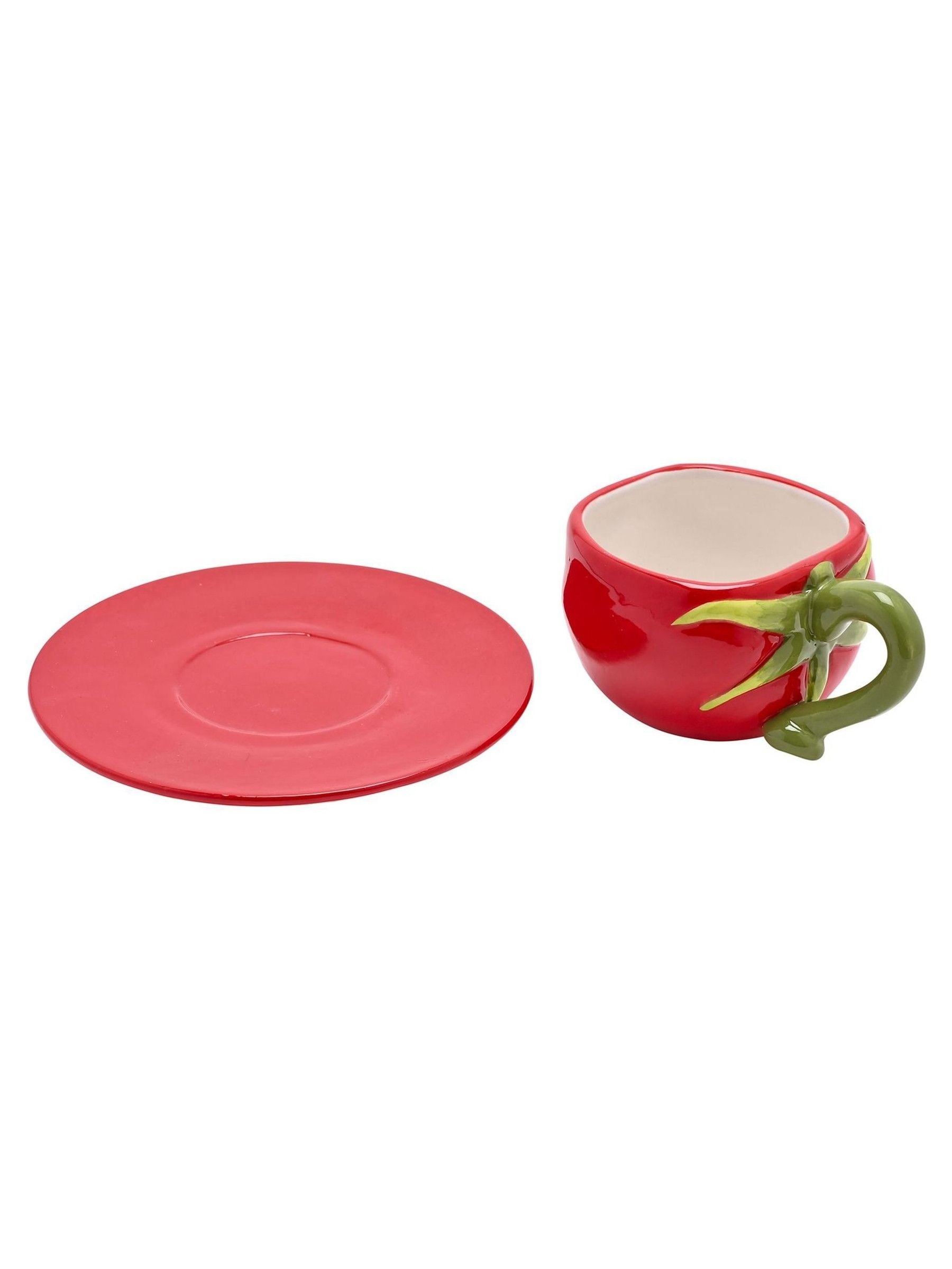 Widdop red tomato cup and saucer set 15cm - British product