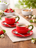 Widdop red tomato cup and saucer set 15cm - British product