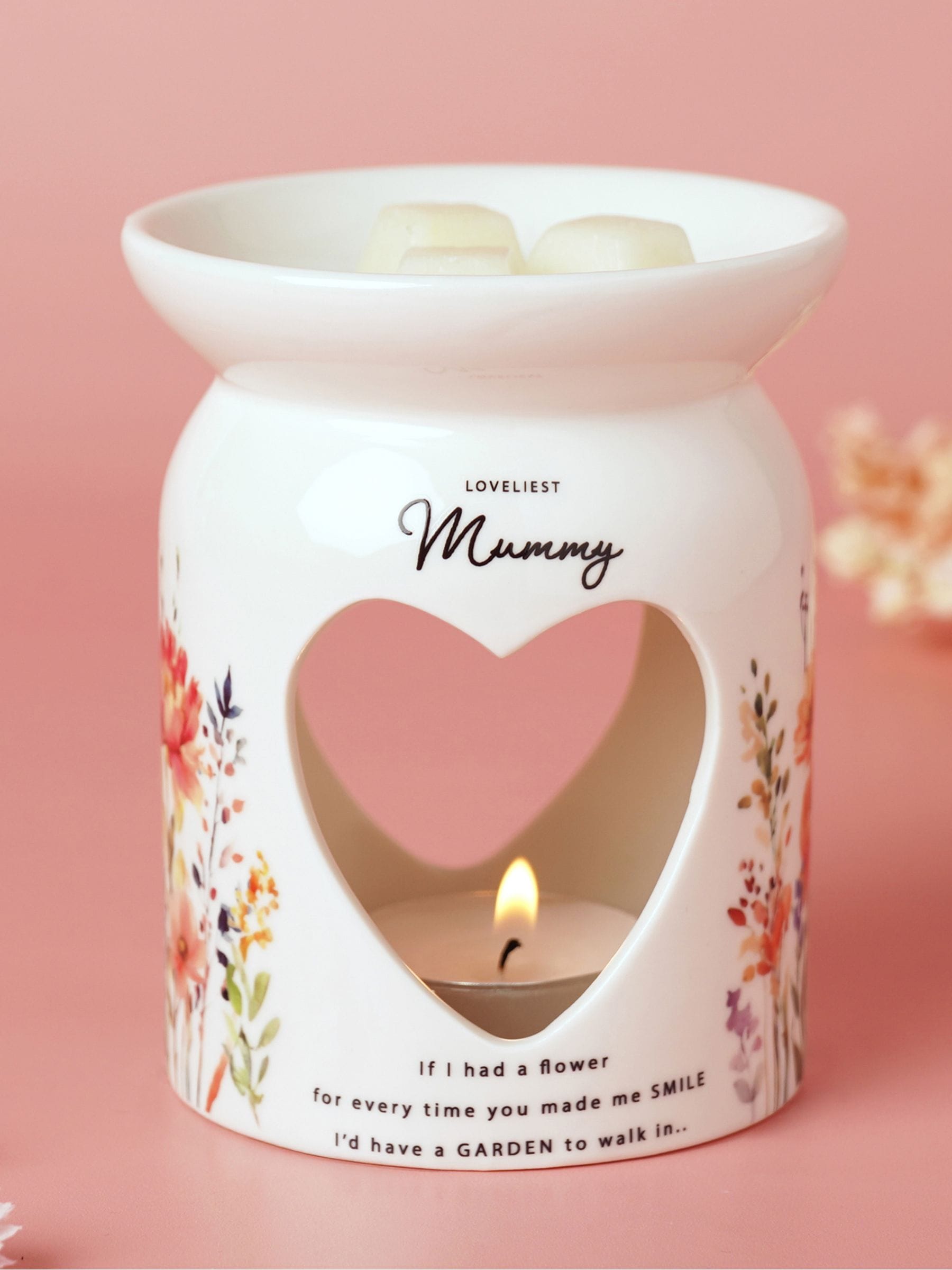 Widdop mummy wax melt burner ceramic heart cut-out (British brand)