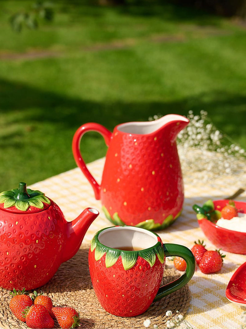 Widdop ceramic strawberry red sugar bowl 10cm (British brand)