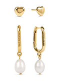 Radley gold plated heart and pearl earrings set (British brand)