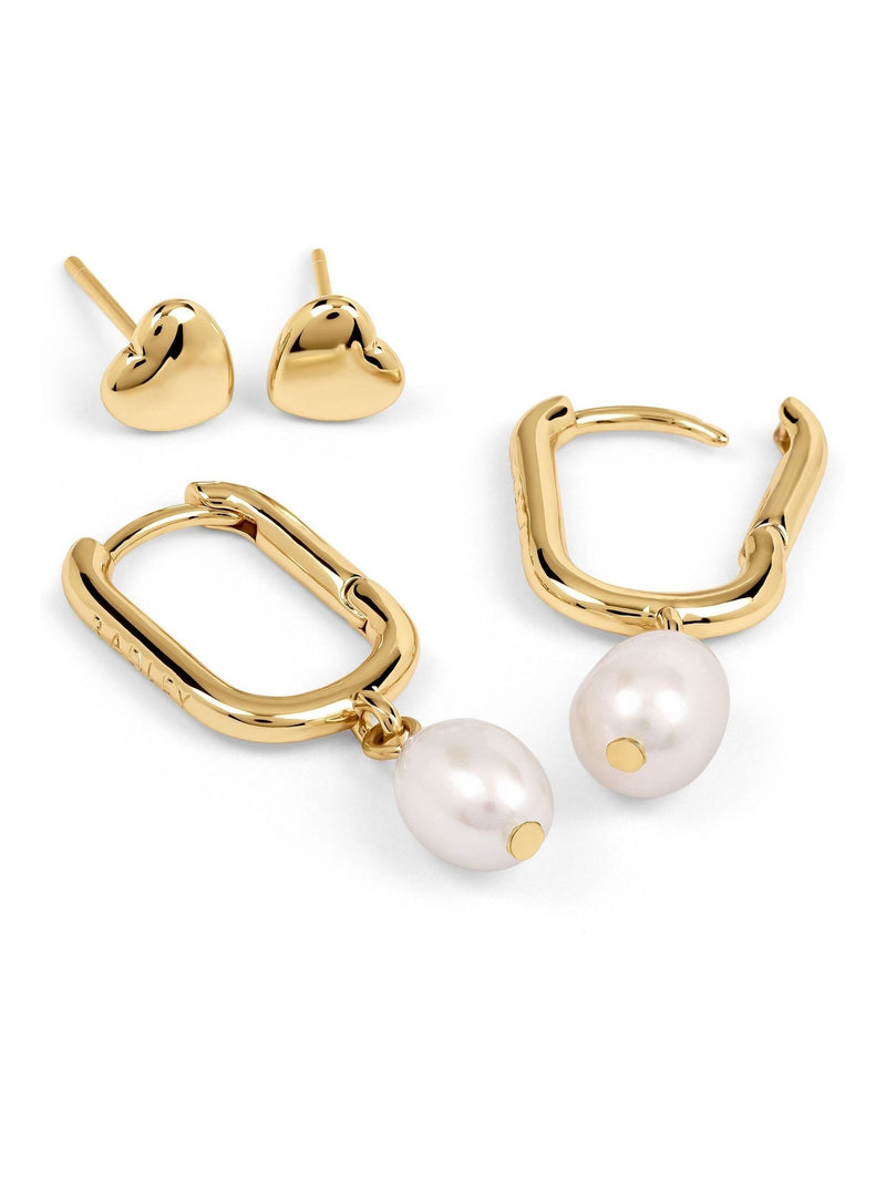 Radley gold plated heart and pearl earrings set (British brand)