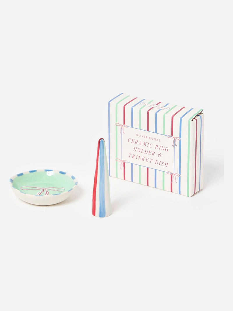 Oliver Bonas multi bow conical ring holder and trinket dish set - British product