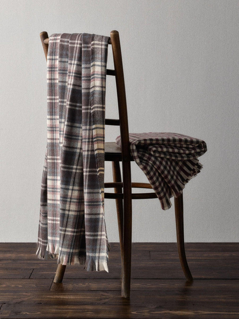 The Set 2 Pack Burgundy Gingham/Check Cosy Throws