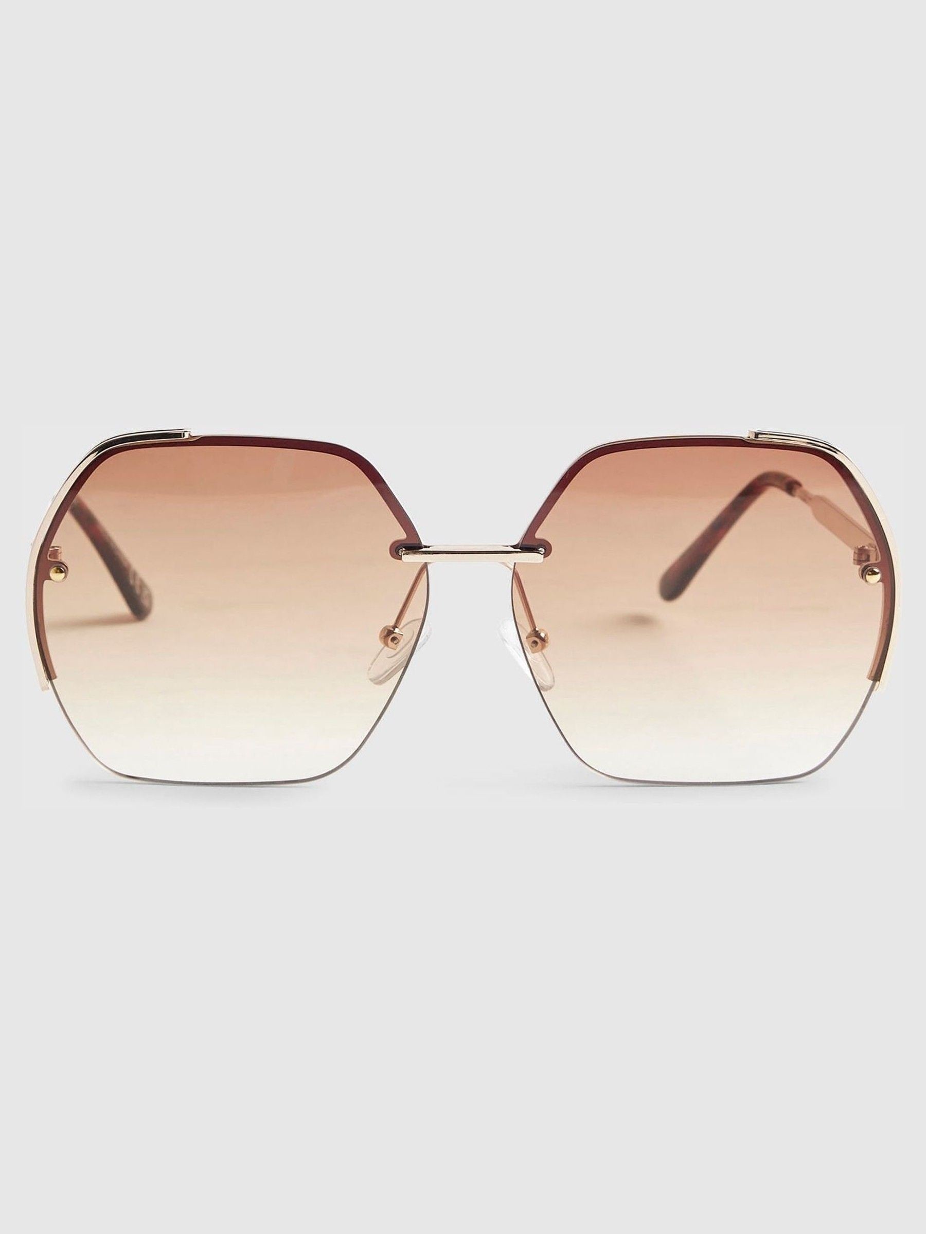River Island gold oversized rimless sunglasses with tinted lenses (British brand)