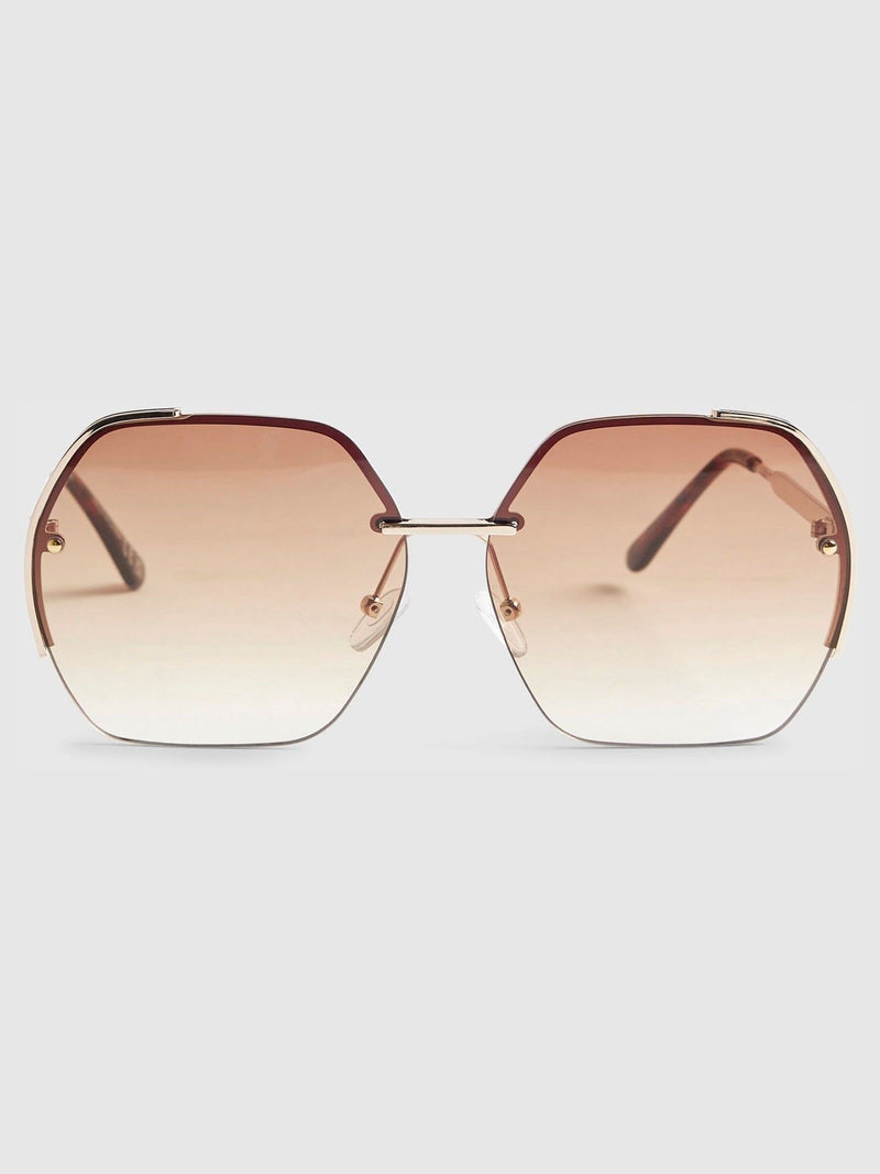 River Island gold oversized rimless sunglasses with tinted lenses (British brand)