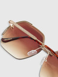 River Island gold oversized rimless sunglasses with tinted lenses (British brand)