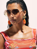 River Island gold oversized rimless sunglasses with tinted lenses (British brand)