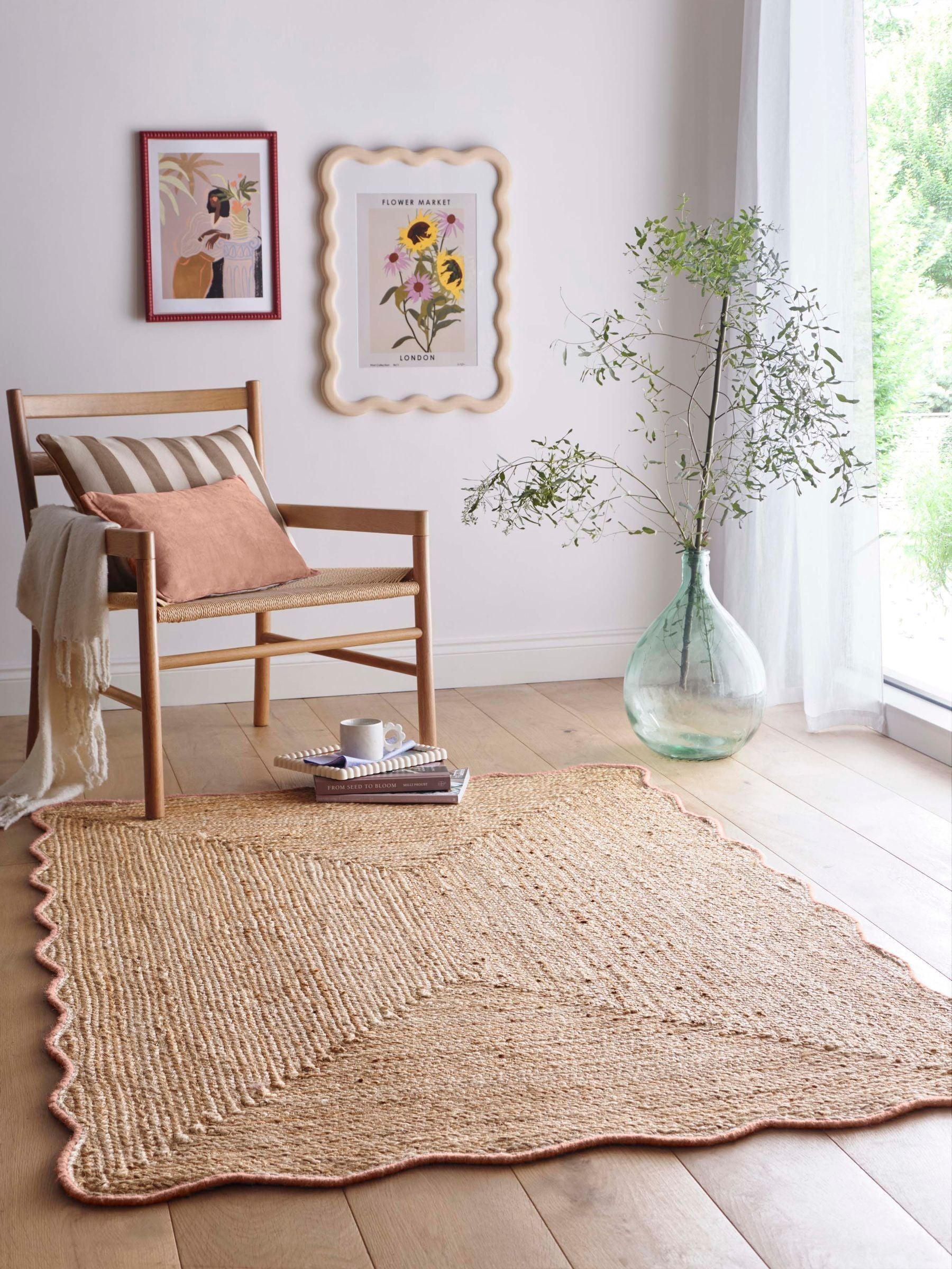 Origin Rugs peach edge jute scalloped rug - British product