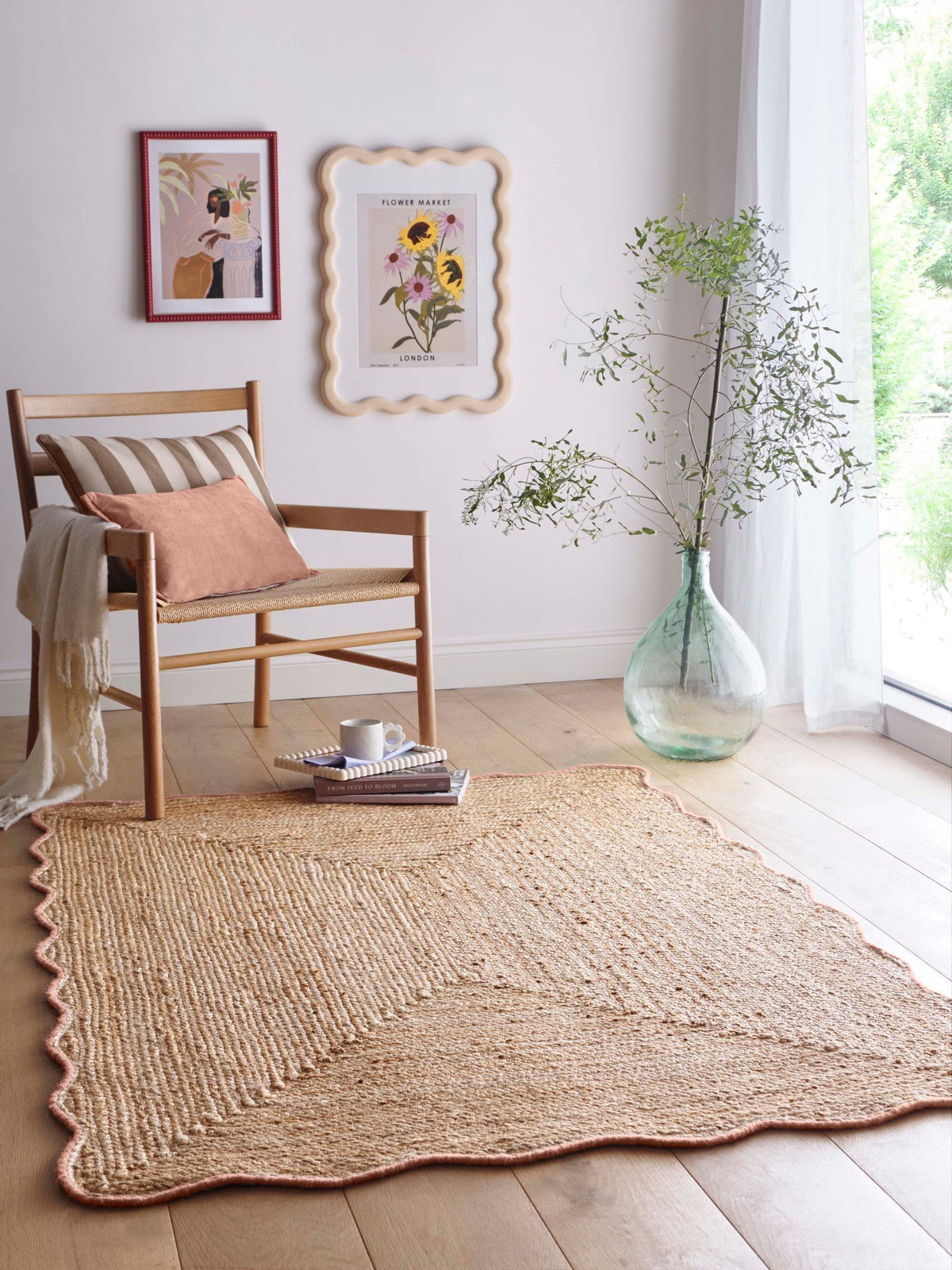 Origin Rugs peach edge jute scalloped rug - British product