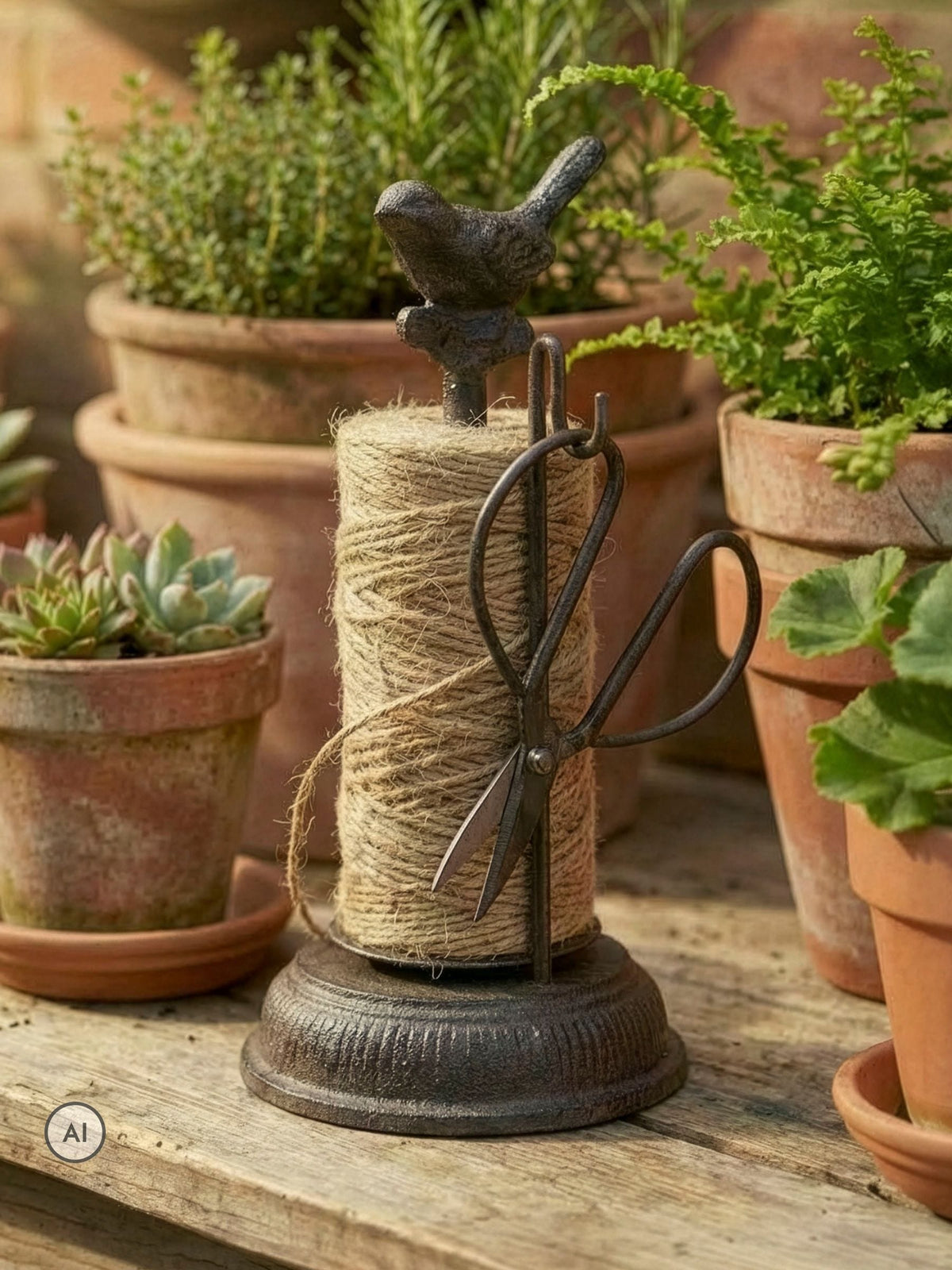 Dibor brown vintage cast iron twine dispenser, UK version