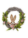 Widdop Brown Bunny and Floral wreath 38cm, UK version