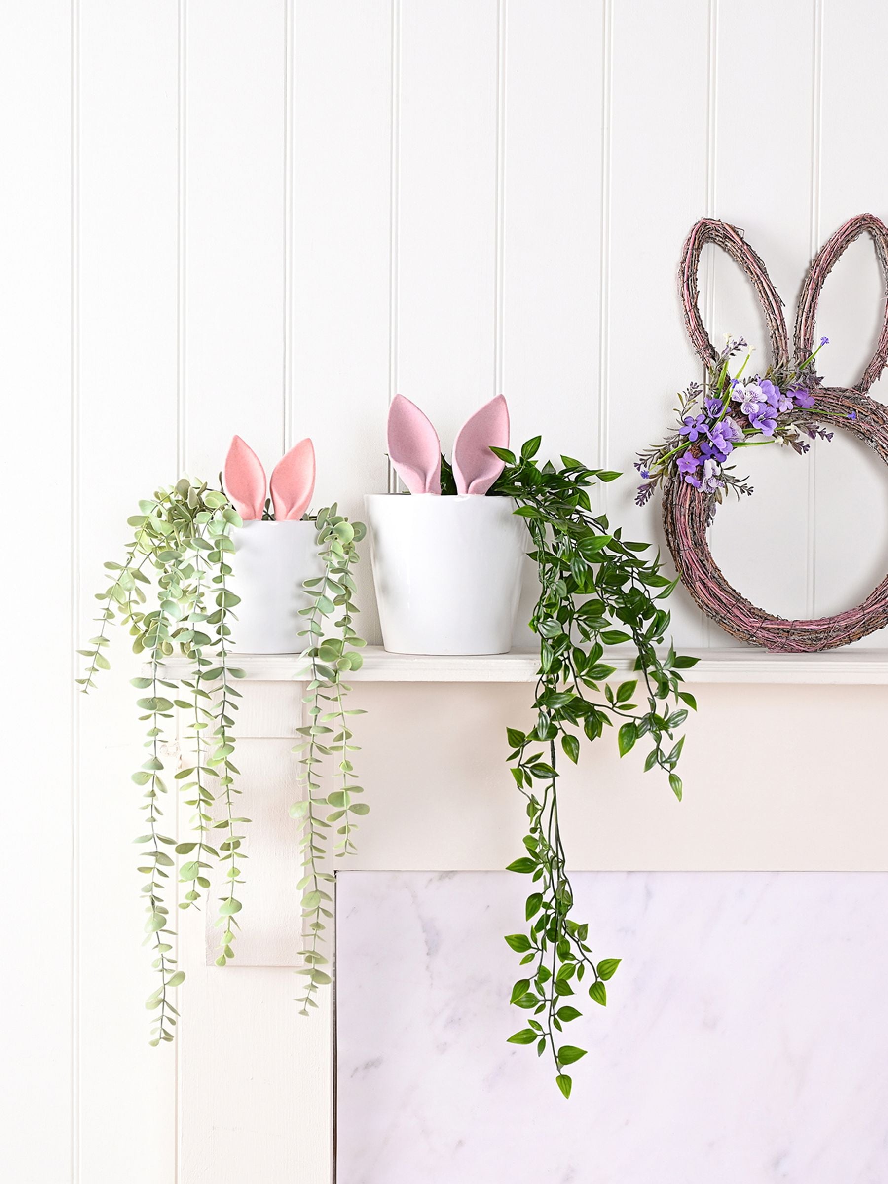Widdop brown purple bunny ears Easter wreath 27cm, UK version