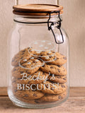 Personalised cookie jar glass acacia wood 1500ml (British brand)