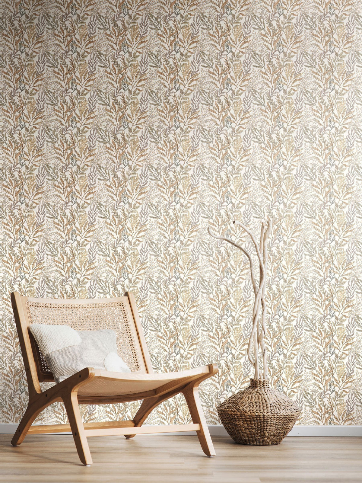 Hoopla Walls wallpaper Sage Willow Verdant Leaves 10M, imported from the UK