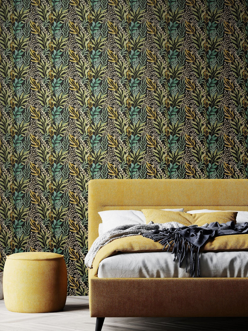 Hoopla Walls Sage Willow Verdant Leaves Wallpaper 10M