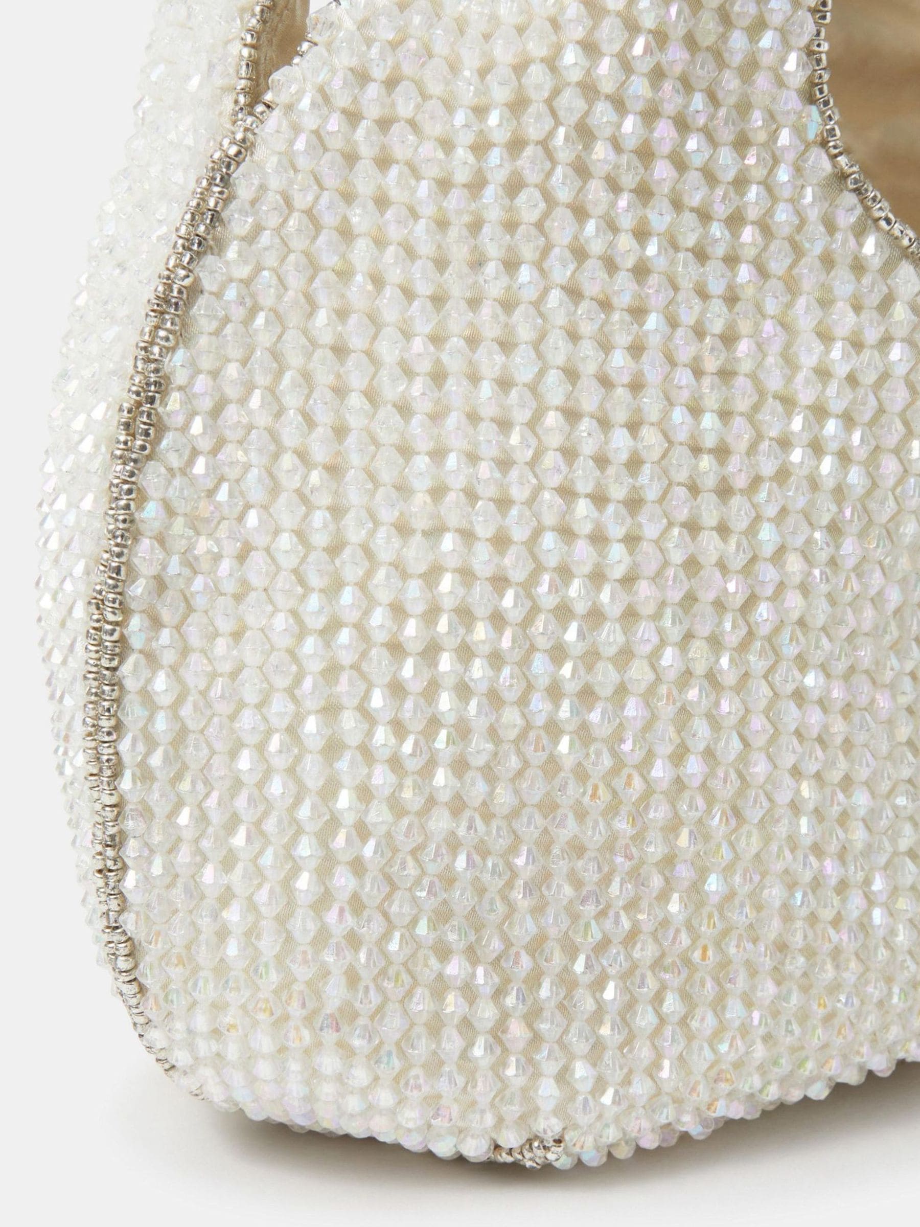Accessorize Natural Sparkle Beaded Handheld Bag, UK version