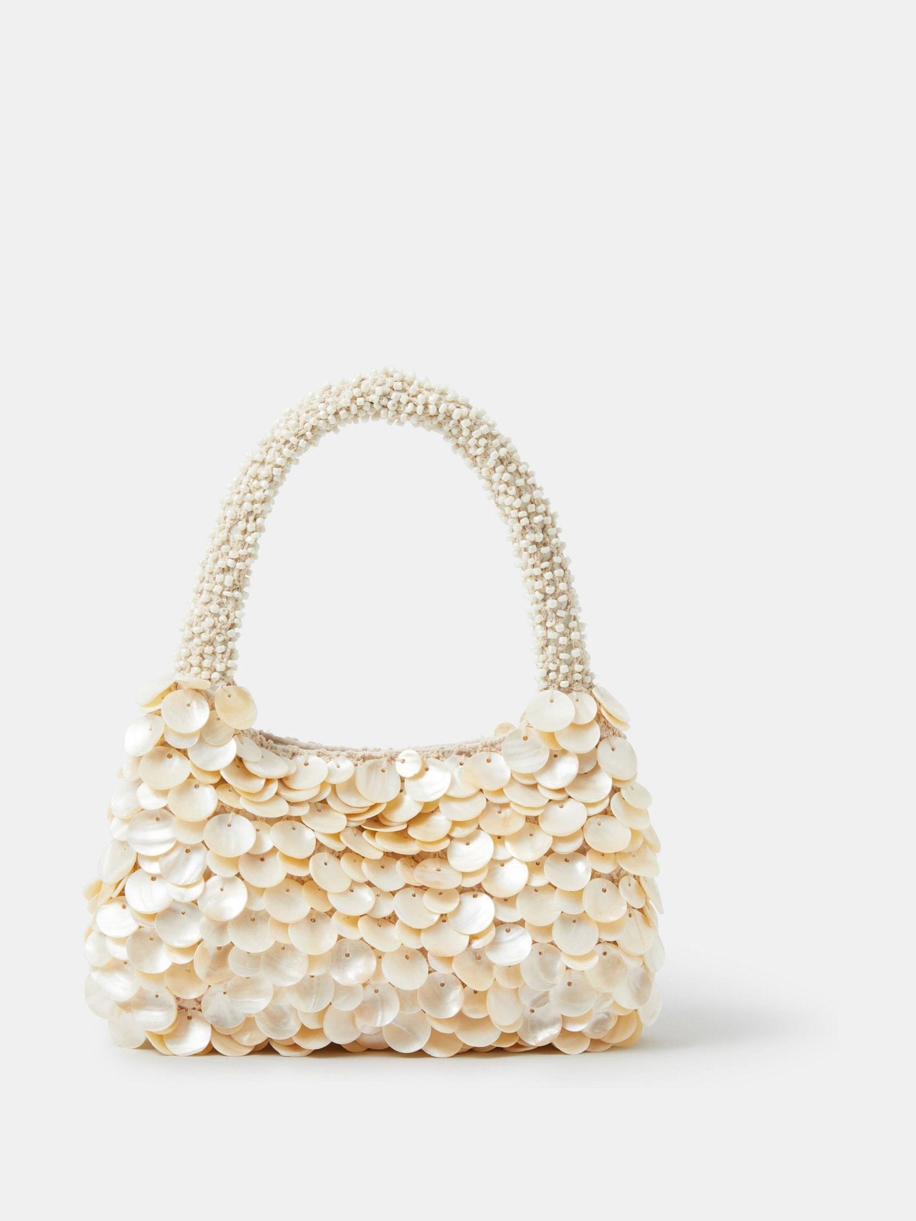 Accessorize natural mother of pearl beaded bag, UK version