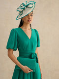 Hobbs meadow green Ashley suede clutch, imported from the UK