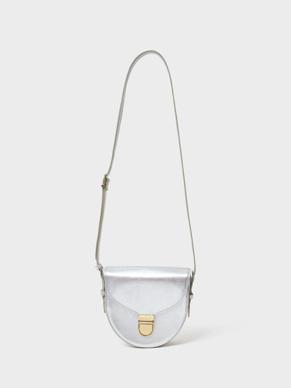 Crew Clothing silver mini leather satchel (British brand)