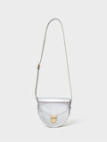 Crew Clothing silver mini leather satchel (British brand)