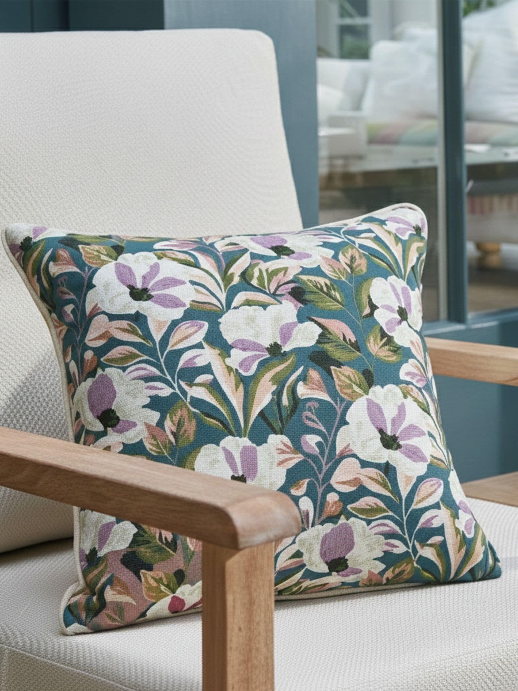 Laura Ashley Cream Lilith Indoor Outdoor Scatter Cushion 40x40cm