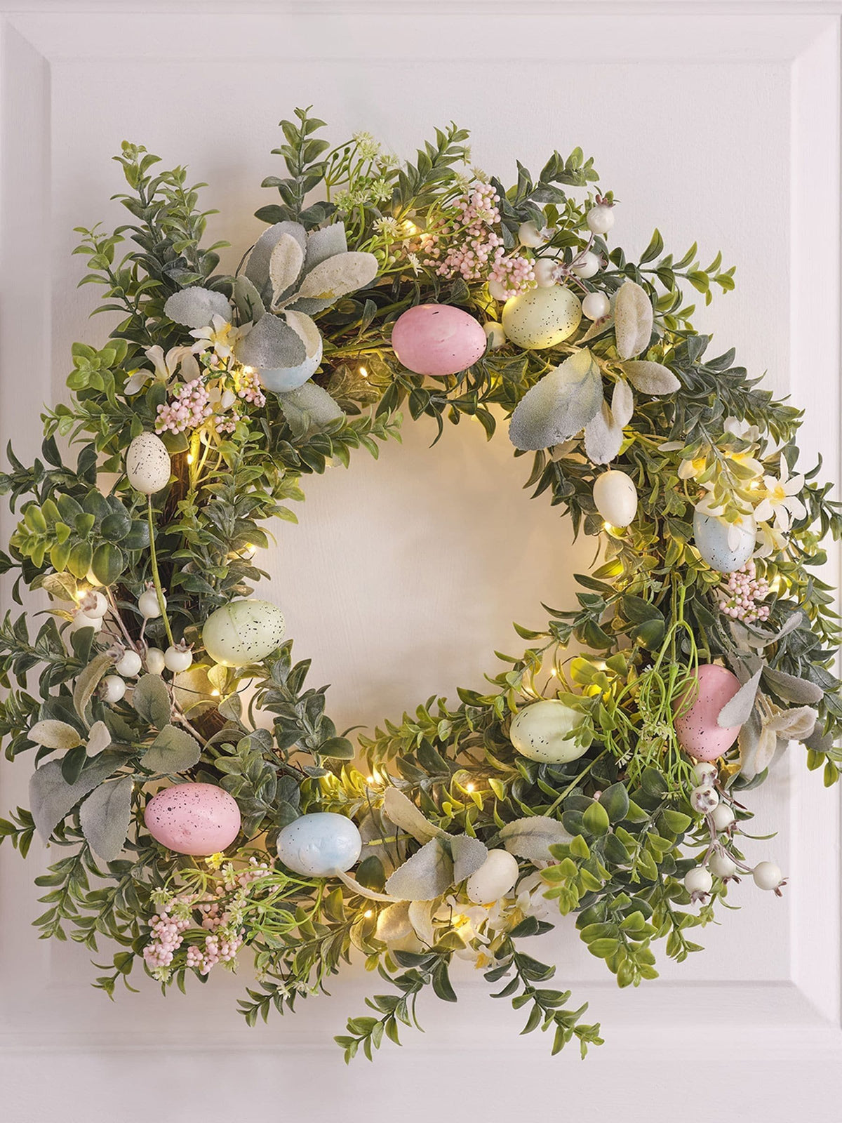Lights4fun Easter Wreath pre-lit decoration, imported from the UK