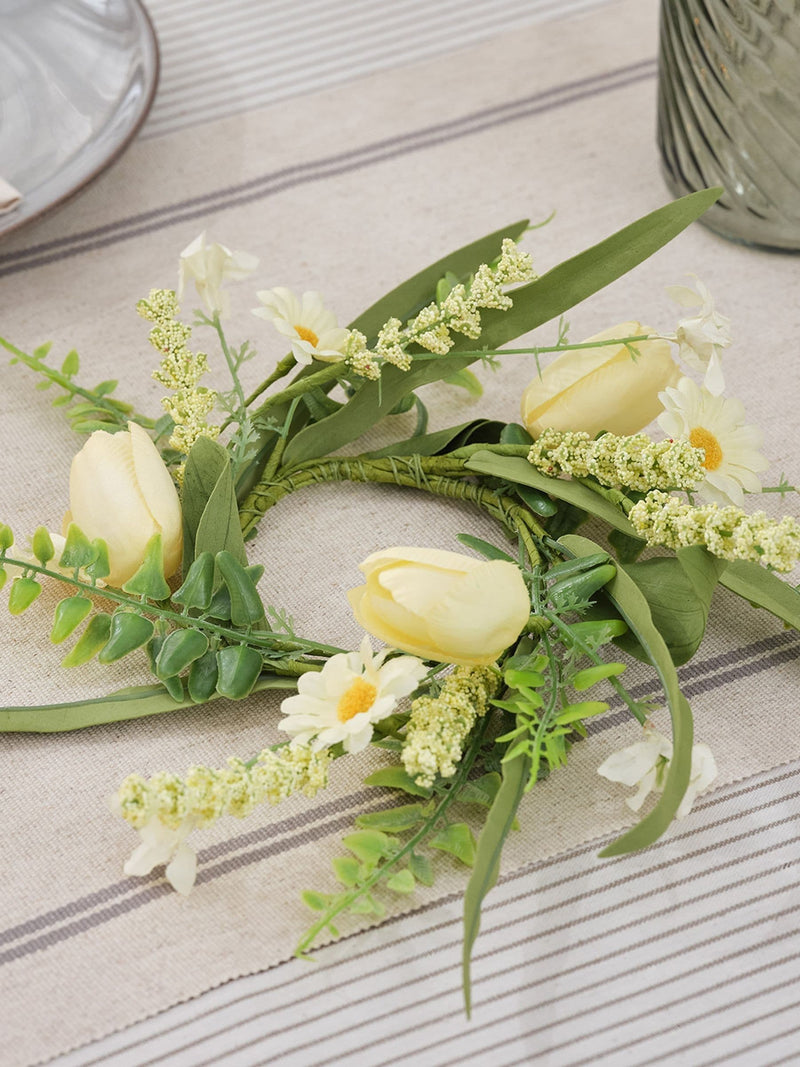 Lights4fun spring wreath green yellow for single candle, UK version