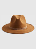 River Island brown fedora with beaded band, imported from the UK