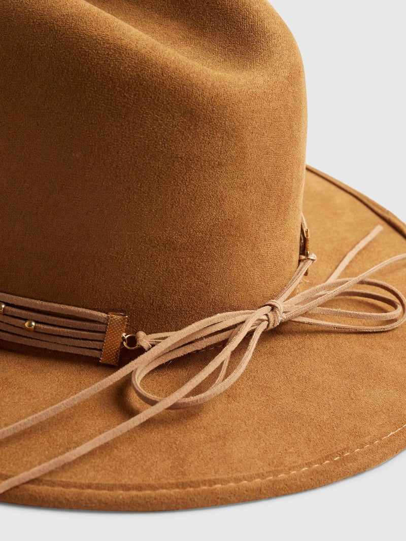 River Island brown fedora with beaded band, imported from the UK