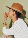 River Island brown fedora with beaded band, imported from the UK
