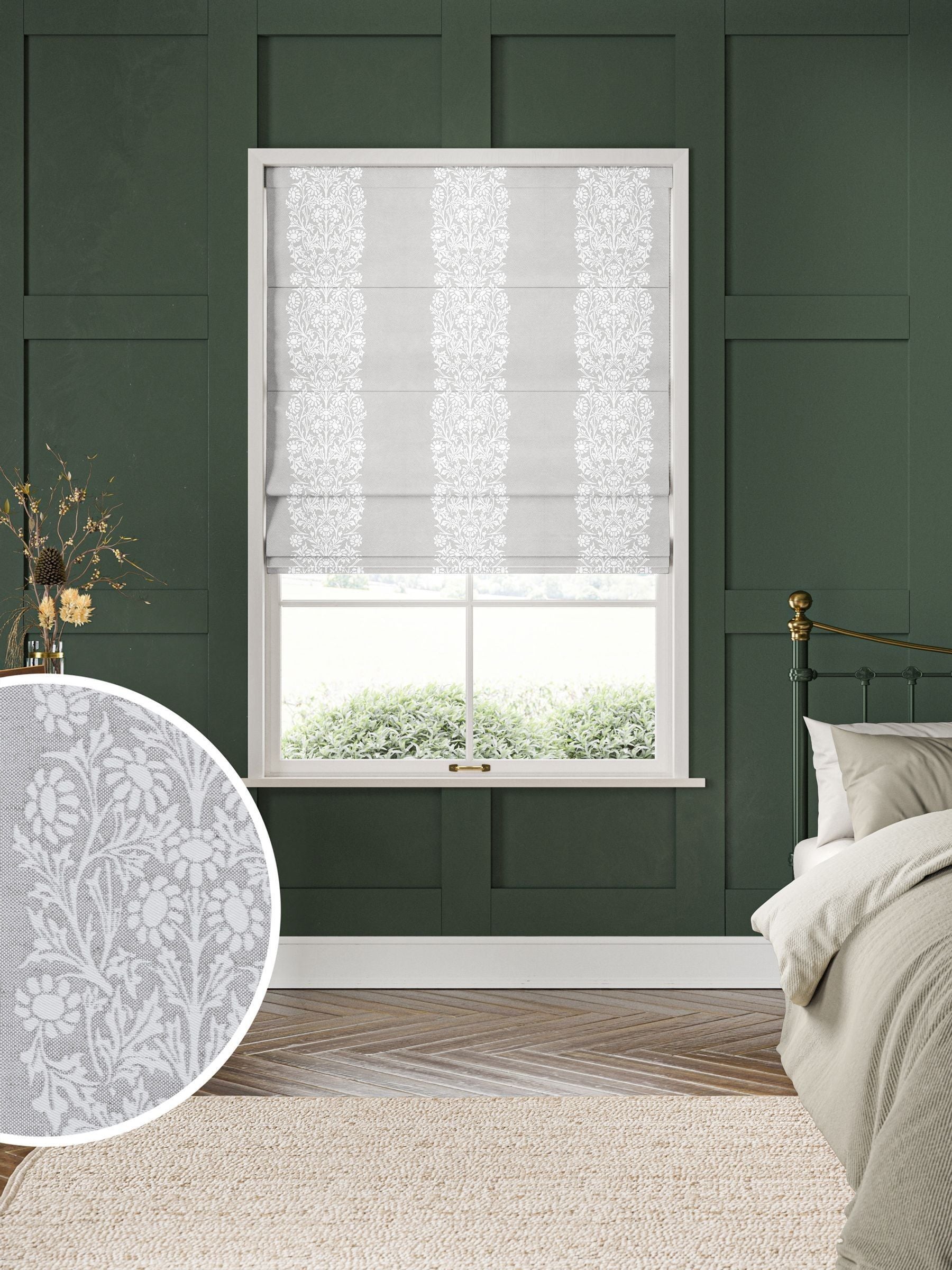 William Morris roman blind woven stripe cobble - British product