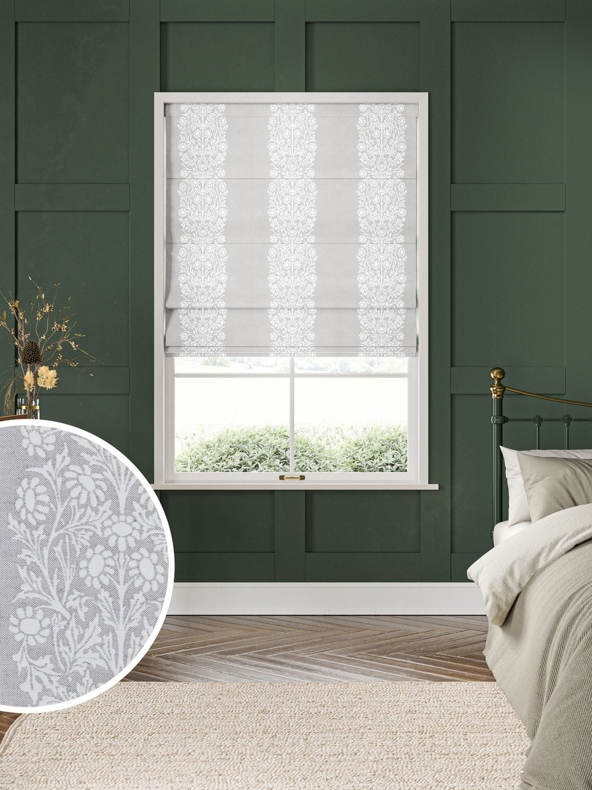 William Morris roman blind woven stripe cobble - British product