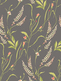 Hoopla Walls Charcoal Coral Springtime Meadow Wallpaper A4 Sample