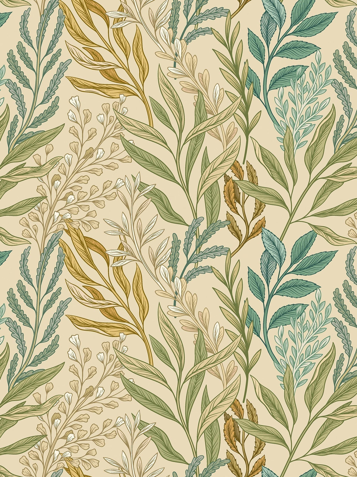 Hoopla Walls Verdant Leaves wallpaper sample A4, imported from the UK