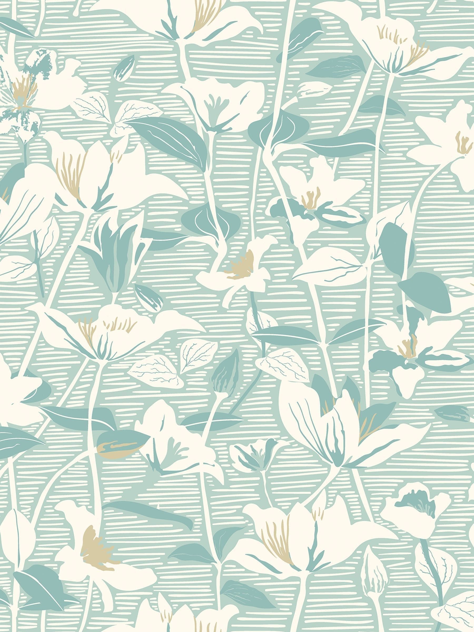Hoopla Walls Duckegg Lino Leaves Wallpaper A4 Sample