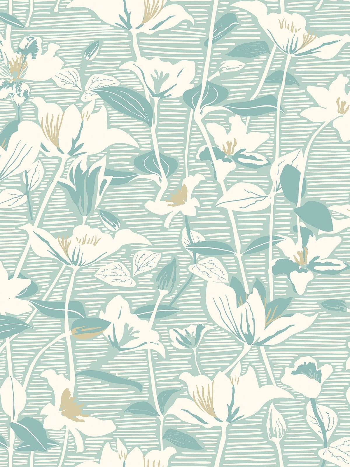 Hoopla Walls Duckegg Lino Leaves Wallpaper A4 Sample
