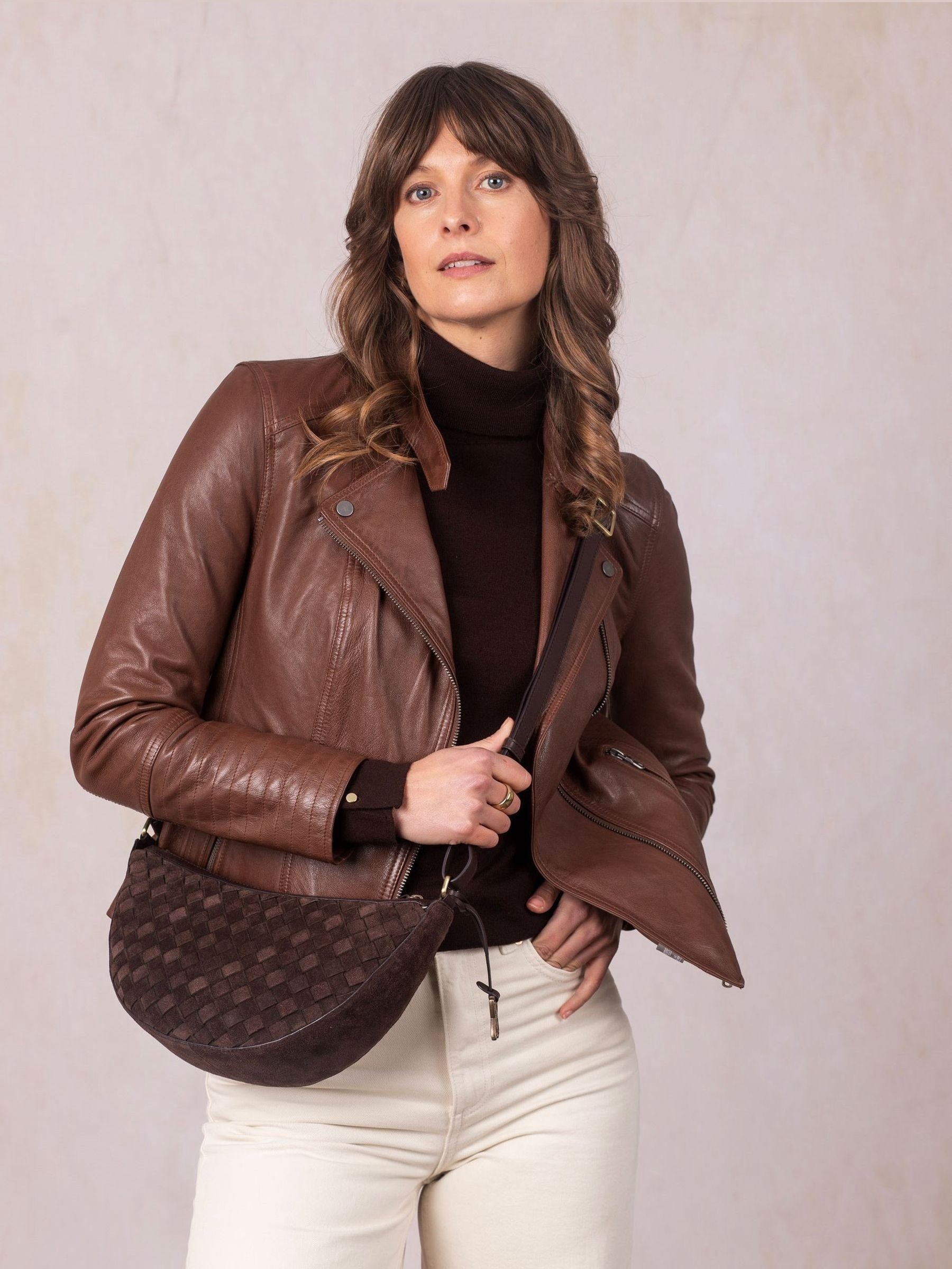 Lakeland Leather Brown Mirehouse Suede Sling Bag