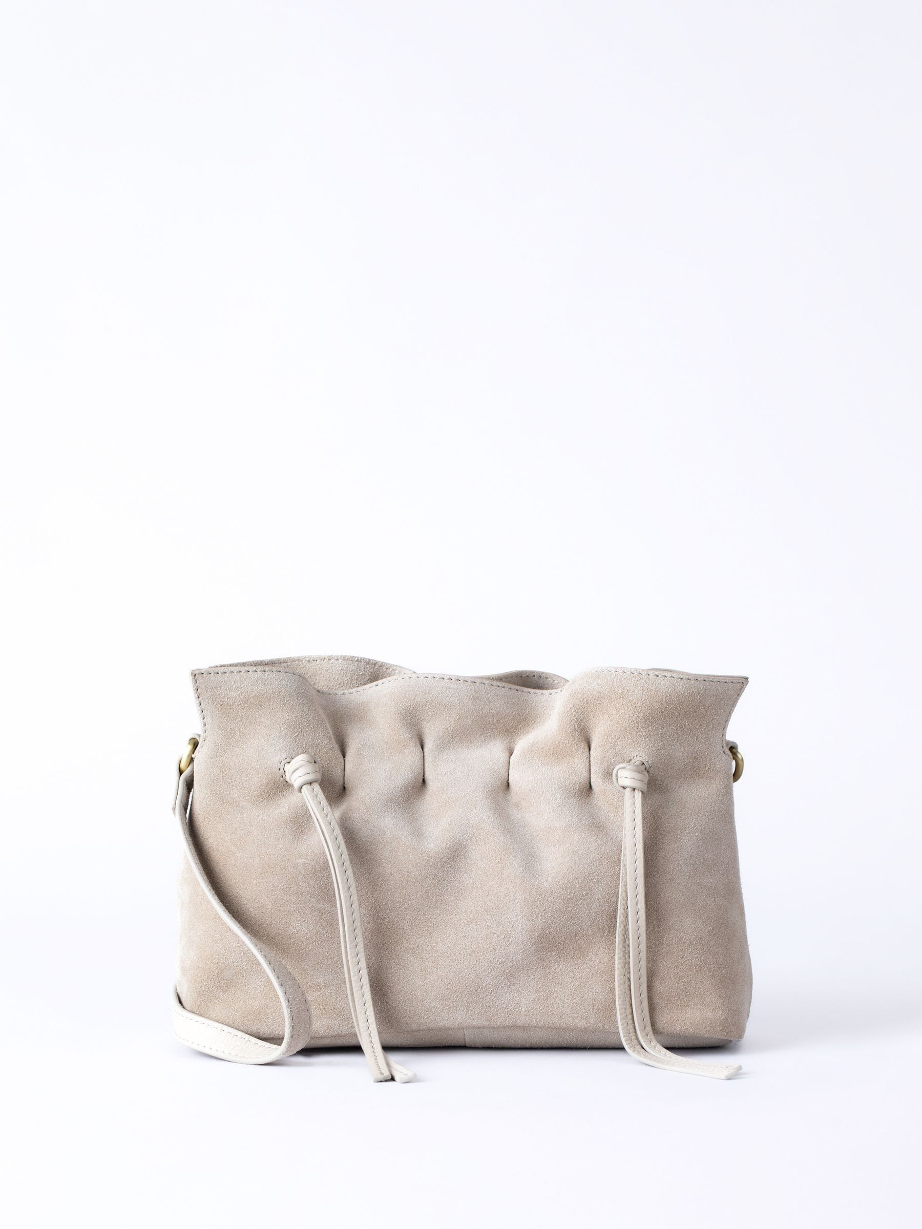 Lakeland Leather Santon suede cross-body bag nude - British product