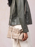 Lakeland Leather Santon suede cross-body bag nude - British product