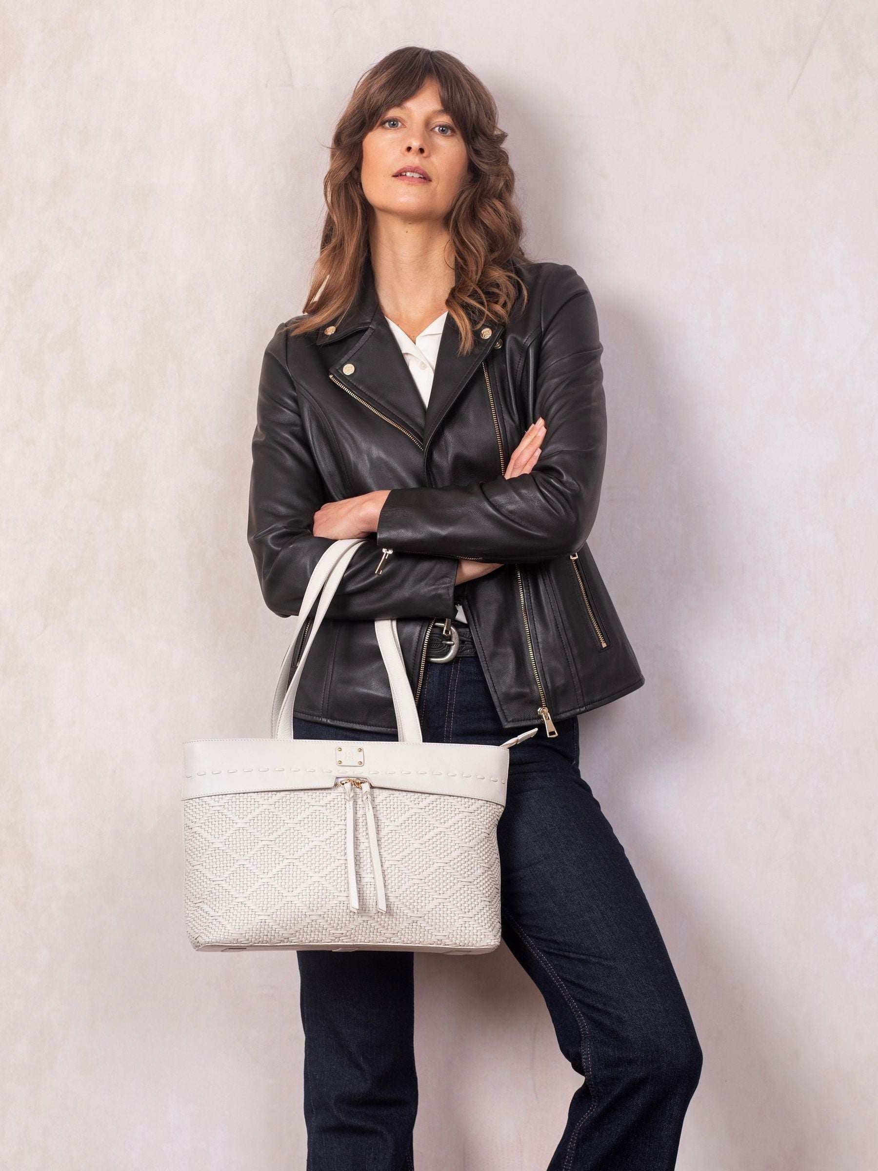 Lakeland Leather White Wasdale tote bag, UK version