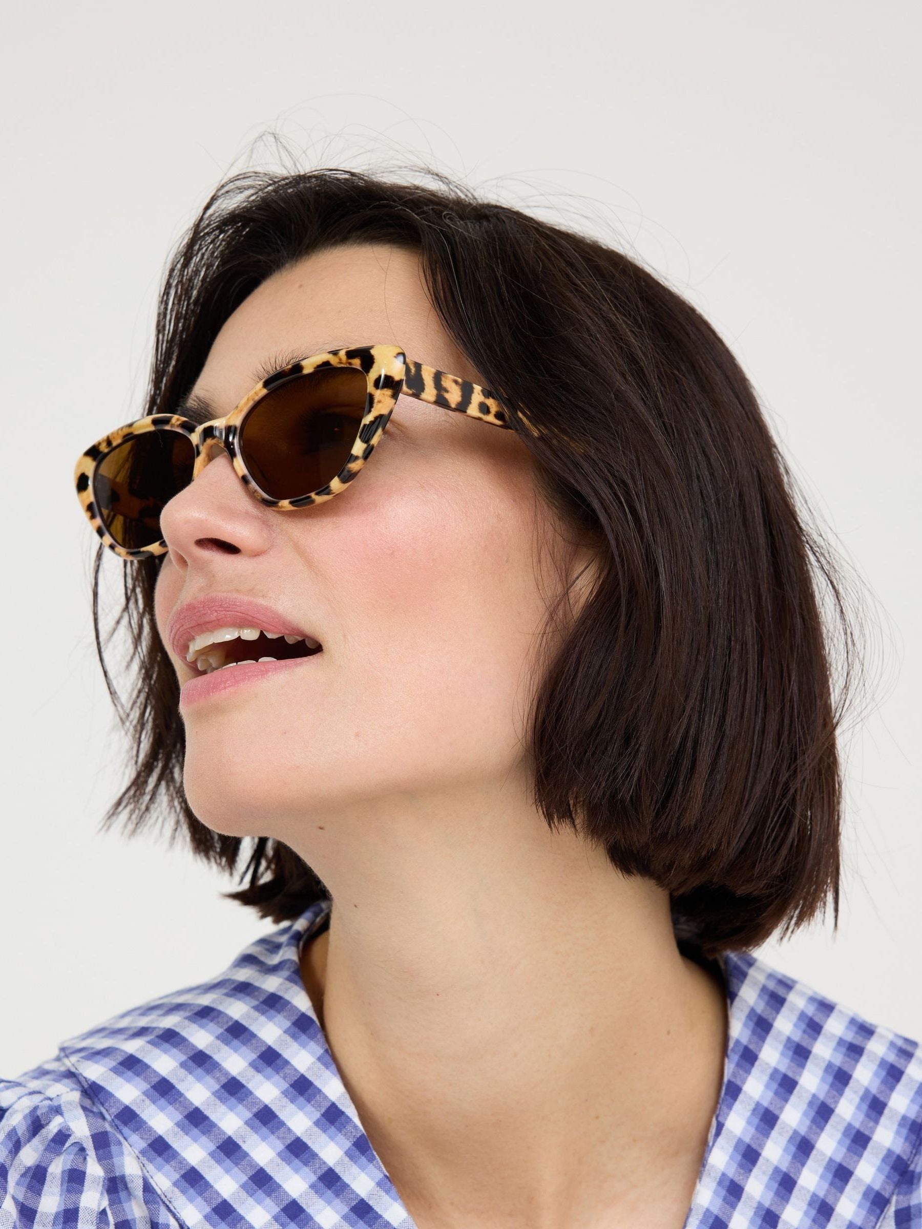 Oliver Bonas yellow animal print cat eye sunglasses (British brand)