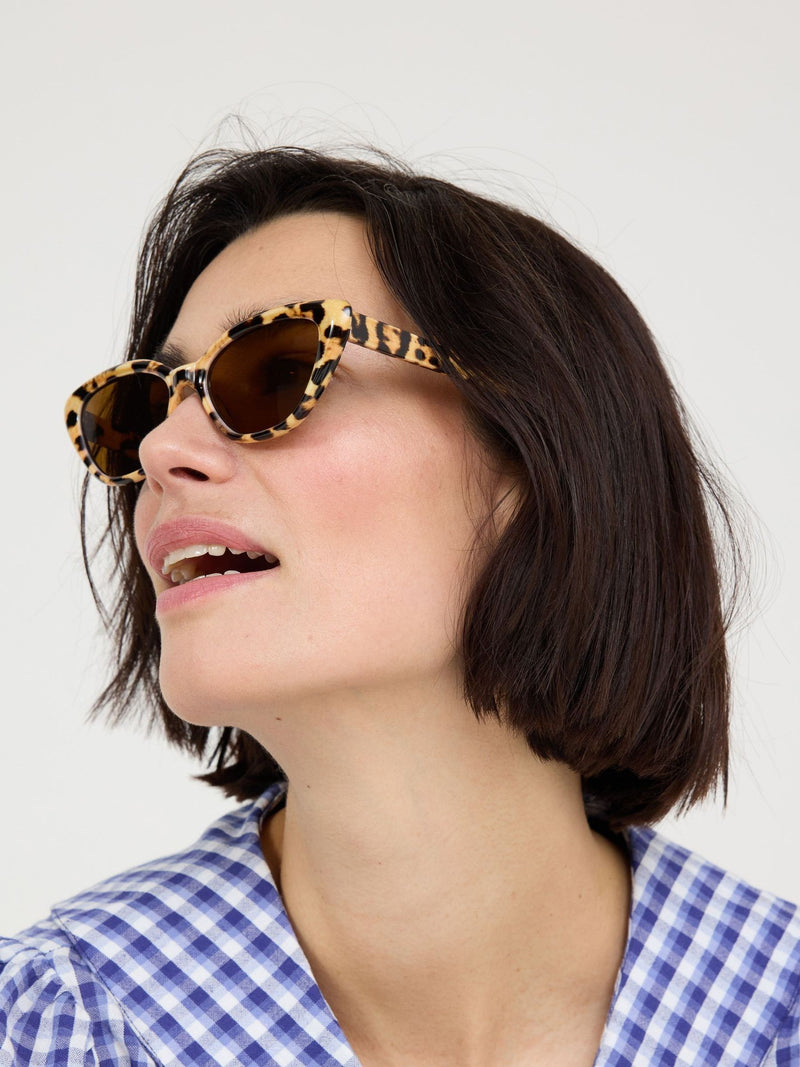 Oliver Bonas yellow animal print cat eye sunglasses (British brand)