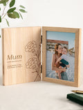 No Ordinary Gift personalised birth flower wooden photo frame, UK version