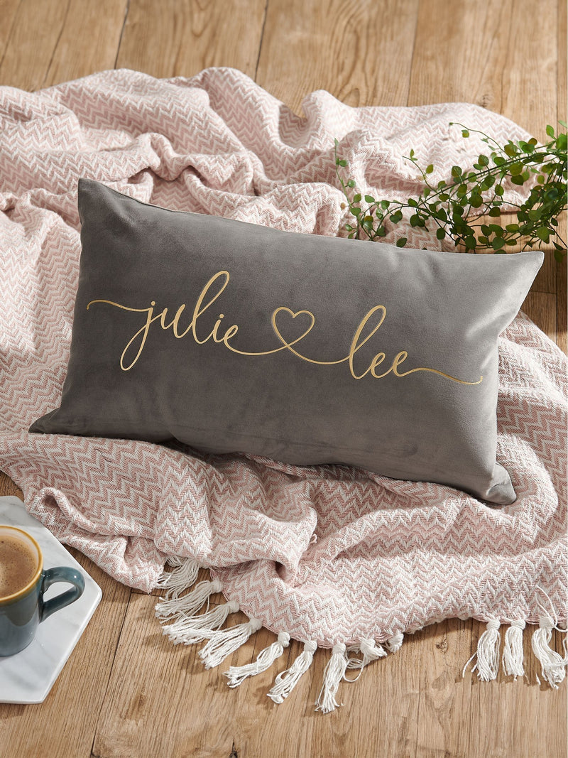 No Ordinary Gift personalised velvet cushion 50x30cm, imported from the UK